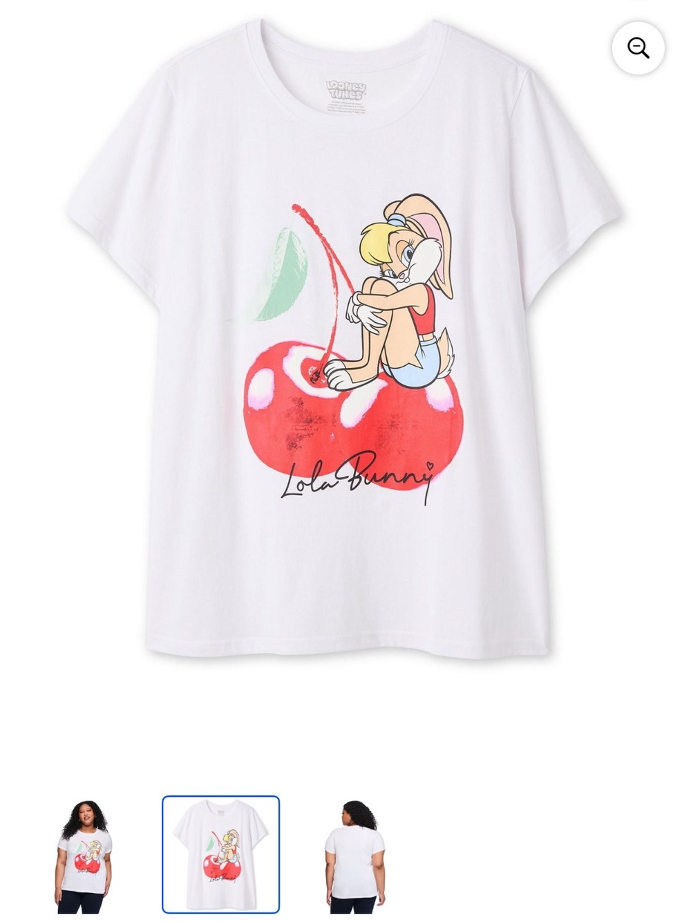 Looney Tunes Lola Bunny Women’s Plus T-Shirt Cherry Graphic NWT 1X